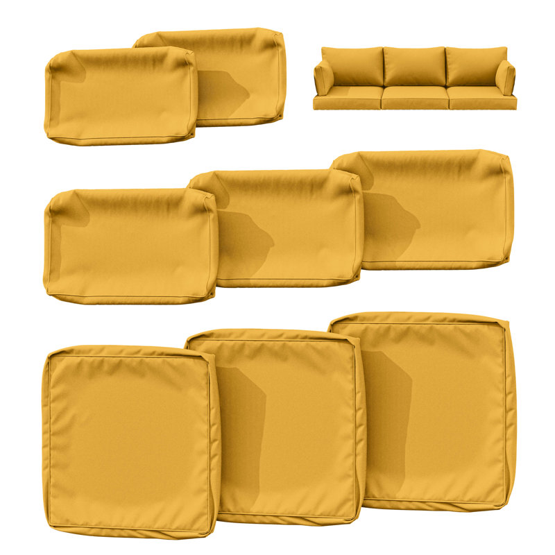Ensemble de housses de coussin d'extérieur 8 pièces Cartert pour coussins d'extérieur et meubles de patio , Jaune
