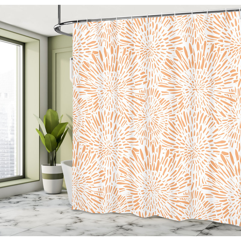 Ensemble de rideau de douche + crochets, Orange persan, H 70 po x l 69 po