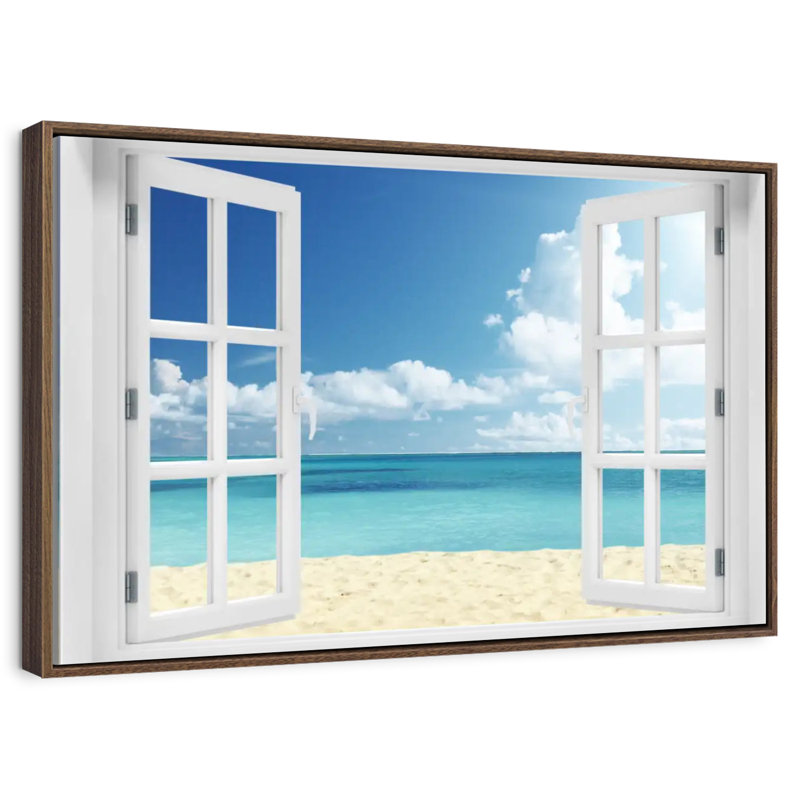 Fenêtre à distance Azemar, Cadre flottant noyer, 40 po x 27 po