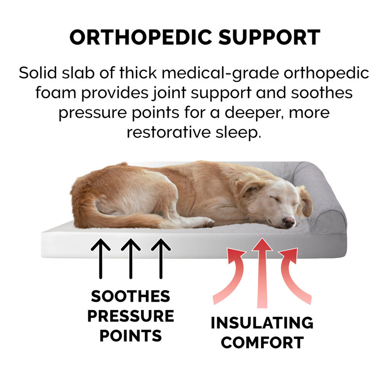 Medium Titanium Orthopedic L-Chaise Sofa Pet Bed