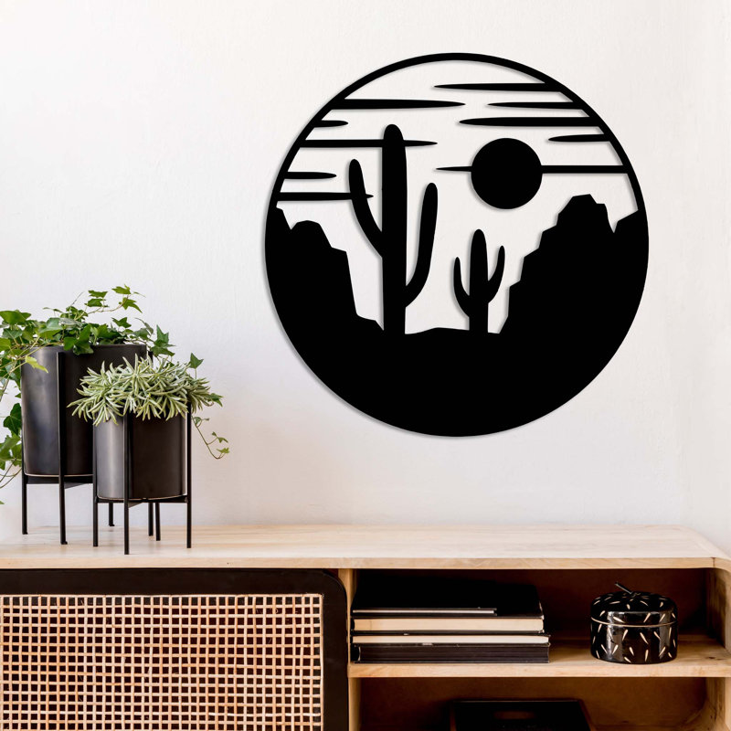 Art mural en métal Desert View, H 24 po x l 24 po x P 0,12 po, Argent
