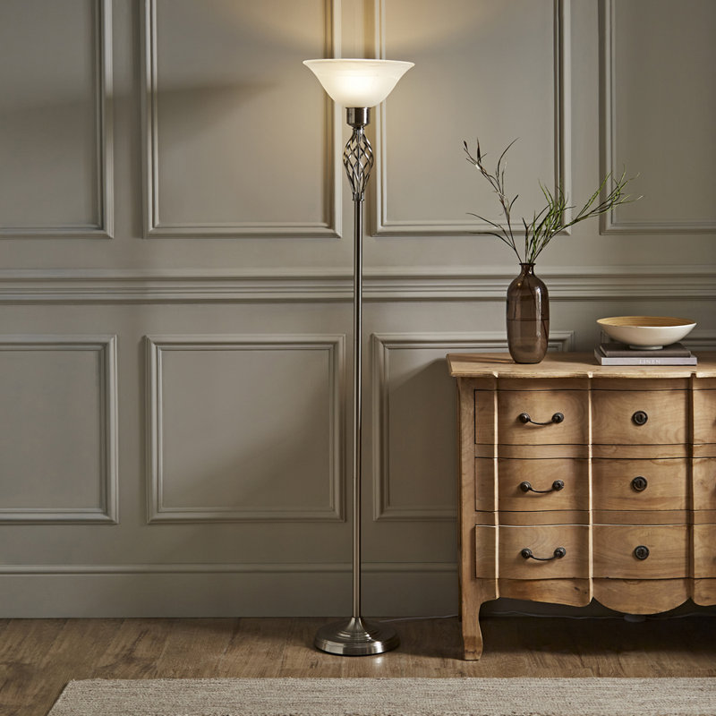 Axelrod 176cm Torchiere Floor Lamp, Brushed Chrome