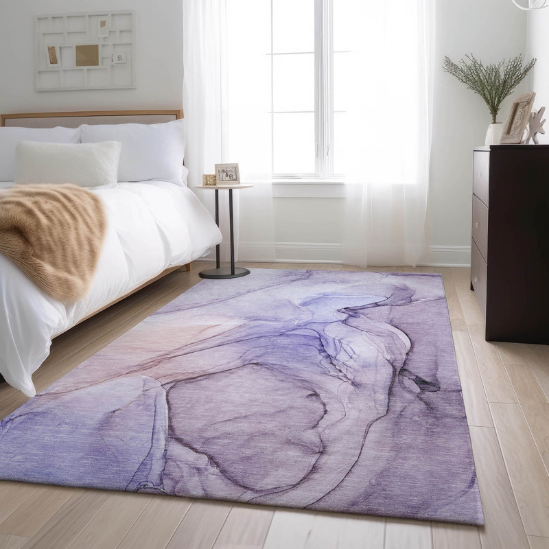 Tapis mauve Premium lavable à la machine Cerrito AMF502, Rectangulaire 3 pi x 5 pi