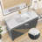 Bertien 48'' Single Sink Freestanding Bathroom Vanity Cabinet Dark Grey Modern Solid Wood Bath Vanity with Solid Surface Top  Combo