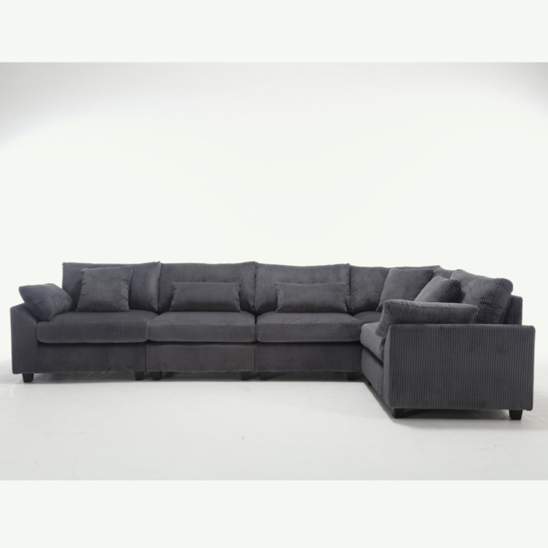 Oversized Modular Sectional Sofa Couch Set,L-Shaped Sofa Sectional, 5 Seater Sofa For Living Room Corduroy Upholstered Sofa Set With 7 Free Pillows