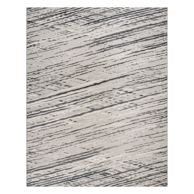 Baku Stormi Modern Abstract Grey Soft Polypropylene/Polyester Area Rug, Rectangle 8'8" x 13'1"