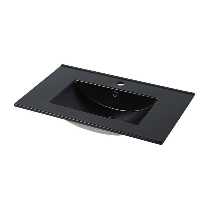 Dessus de meuble-lavabo en céramique 30 po, Noir