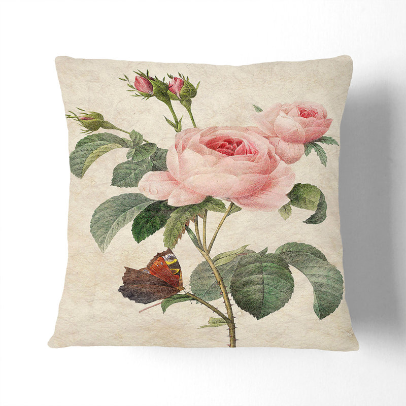 Floral Square Throw Cushion, 55cm H x 55cm W x 20cm D, Black