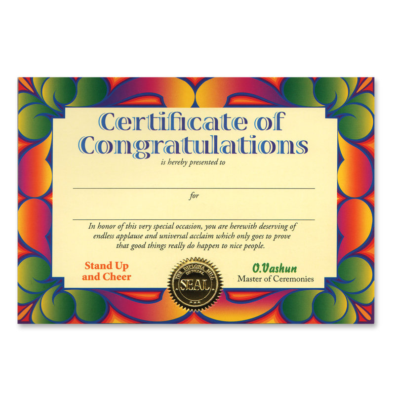 Certificat de félicitation