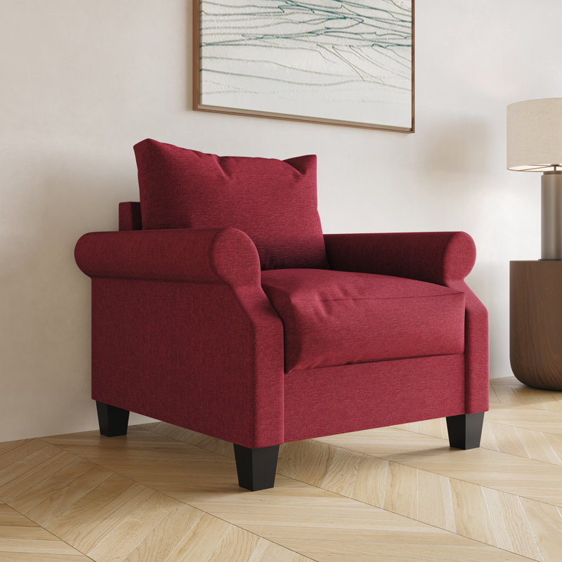 Mayner Upholstered Accent Chair, Red 100% Linen