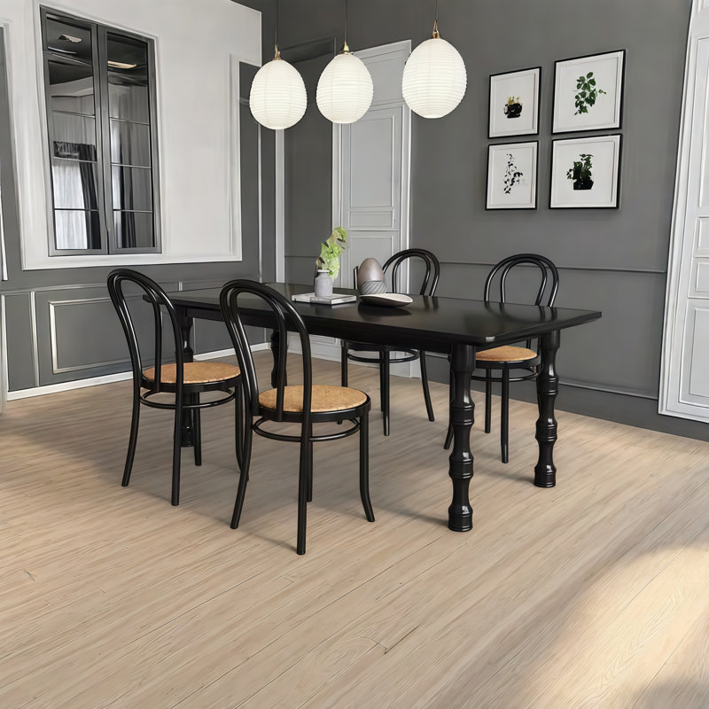 Table de salle à manger rectangulaire noire en bois massif, H 29,5 po x L 78,7 po x l 31,5 po