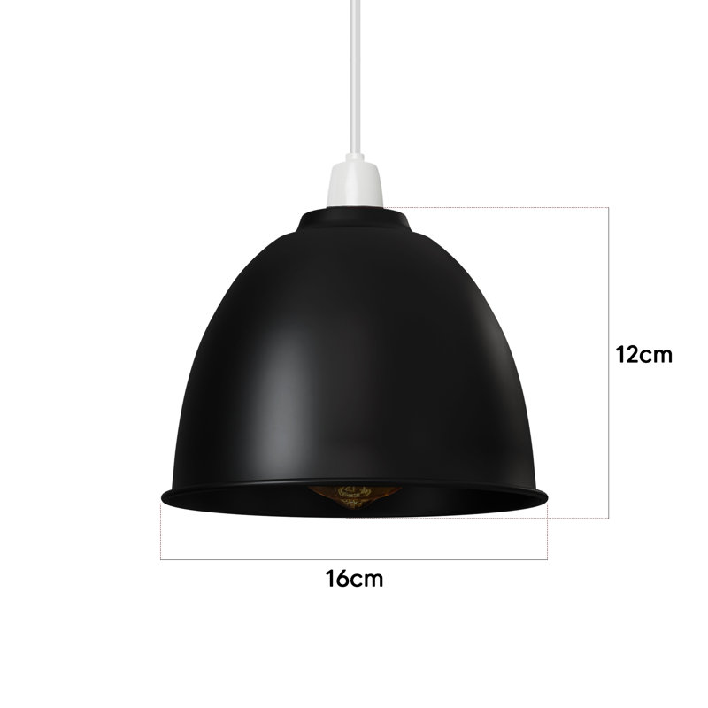 12cm H Metal Drum Lamp Shade ( Screw On ) in Black