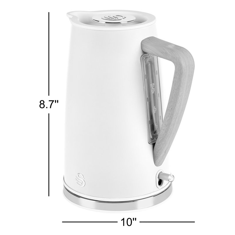 Swan Nordic Jug Kettle, Wood Effect, Soft Touch, 1.7L 3KW, White