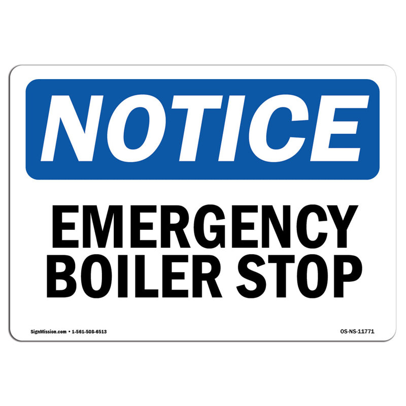 Emergency Boiler Stop Sign