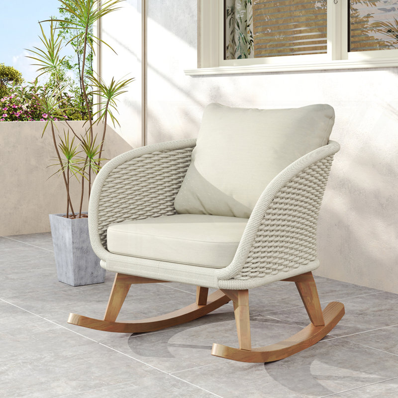 Chaise berçante contemporaine minimaliste en osier, Beige