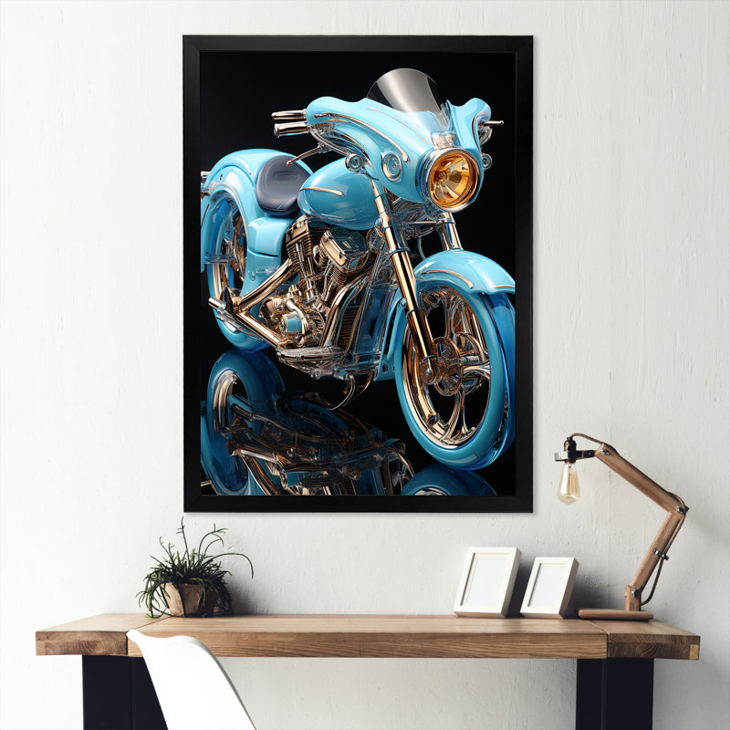 Scooter électrique bleu I, Cadre simple noir, H 40 po x l 30 po x P 1,5 po