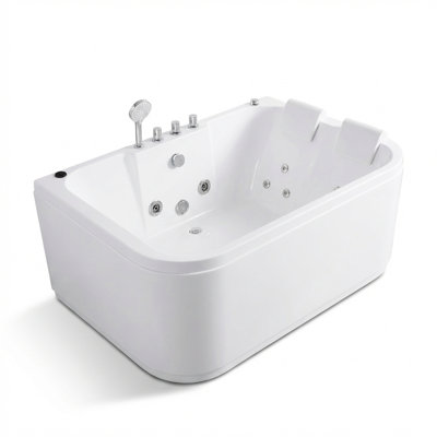 Baignoire de massage tourbillon en acrylique de 61 pouces, 16 jets d'eau avec lumières DEL, chauffage intégré, coussin ergonomique, moteur certifié UL, expérience de spa avec spa