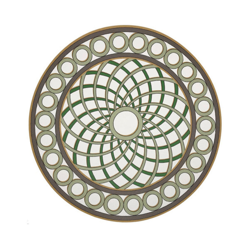 Timothy Corrigan Treillage Vegan Leather Round Pebble Placemat, Gold