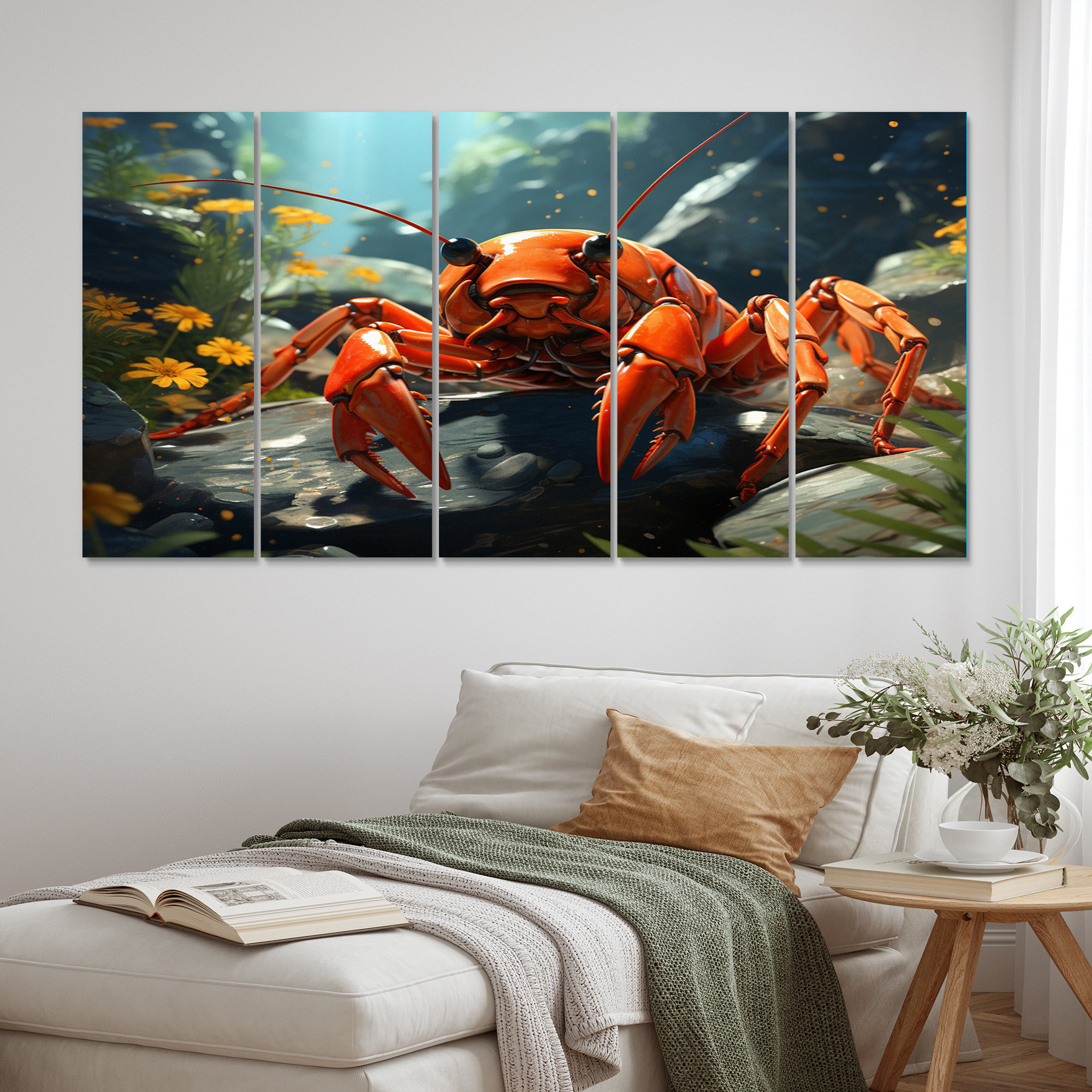 DesignArt Crayfish Crayfish Capers - Animals Metal Wall Art Set | Wayfair