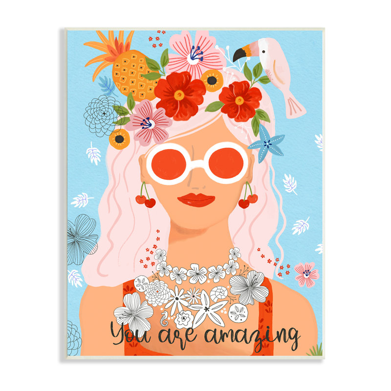 «You Are Amazing Motivation», art floral sur bois par Sharon Lee, H 15 po x l 10 po x P 0,5 po
