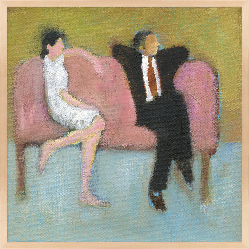 The Pink Couch Painting by Simon Schneiderman, Black, 16" H x 16" W x 1.25" D