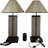 Set Of 2 Rustic Western Pinecone On Branches Wood Metal Bedside Table Lamps