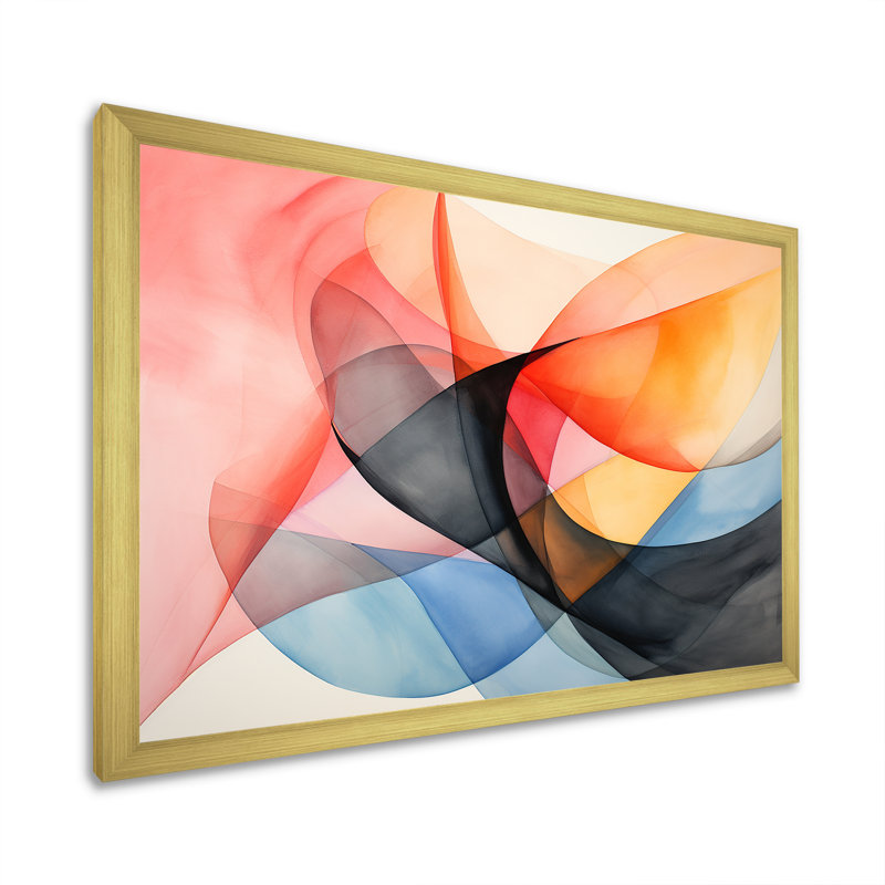 Motif géométrique de couleurs douces I - art mural géométrique, Cadre doré à coins fermés, H 16 po x l 32 po x P 1 po