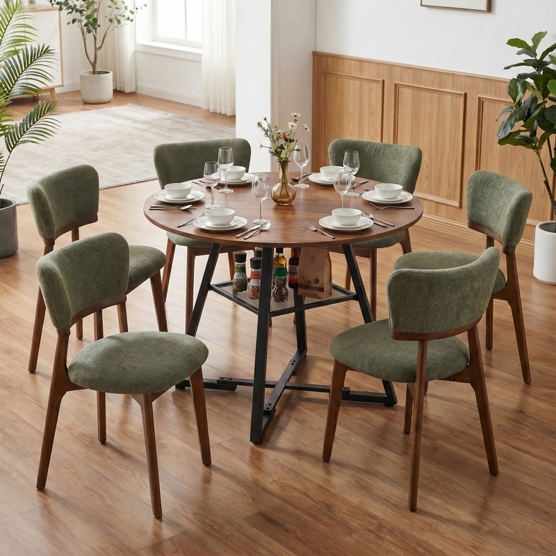 Table de salle à manger Industrial, Ensemble de trois pièces : table, deux chaises, Vert, Brun rustique
