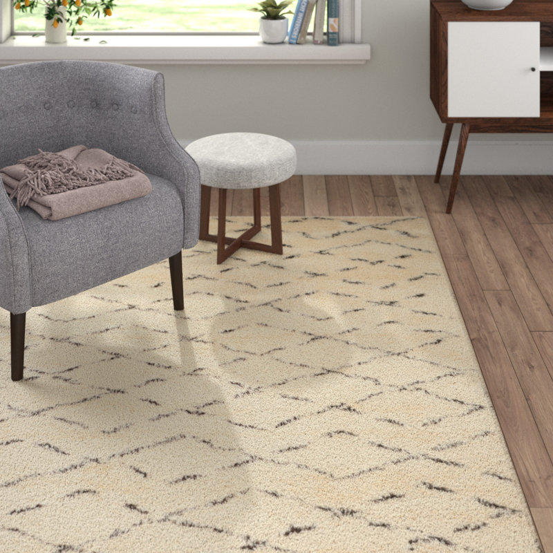 Tapis géométrique en laine et coton touffeté à la main Powell, Rectangle de 11 pi x 15 pi