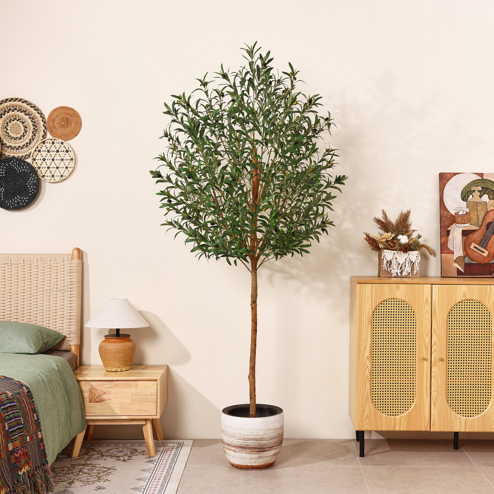 Ashwell Olive Plant in Pot, 84" H x 26" W
