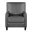 Chaise inclinable en bois massif avec revêtement gris, siège gris à garniture cloutée pour le salon, conception transitionnelle, mousse à ressorts ensachés-332866668