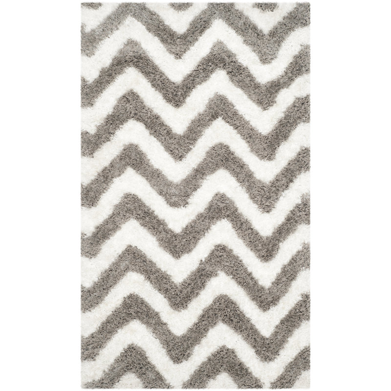 Carignan Chevron Cotton Hand Woven Area Rug, Rectangle 91 x 152cm