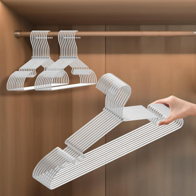 20-Pack Aluminum Hangers, Smooth Durable Metal Clothes Hangers For Shirts, Dresses, Suits And Coats, Lightweight Sturdy Rustproof Design For Wardrobe Organization