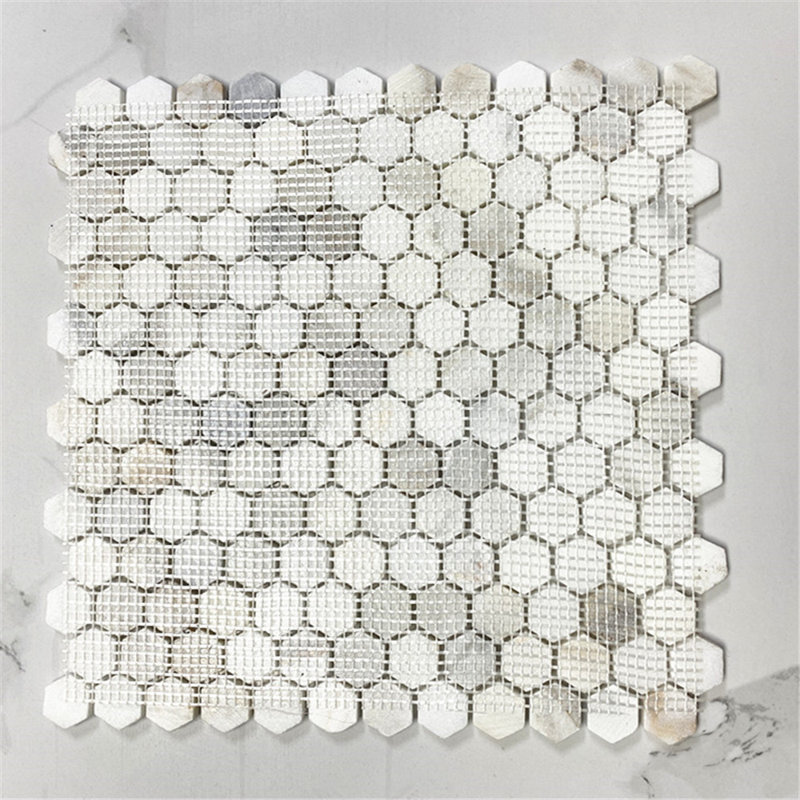 Calacatta 11" x 11" Marble Mosaic Tile, LIght Gray