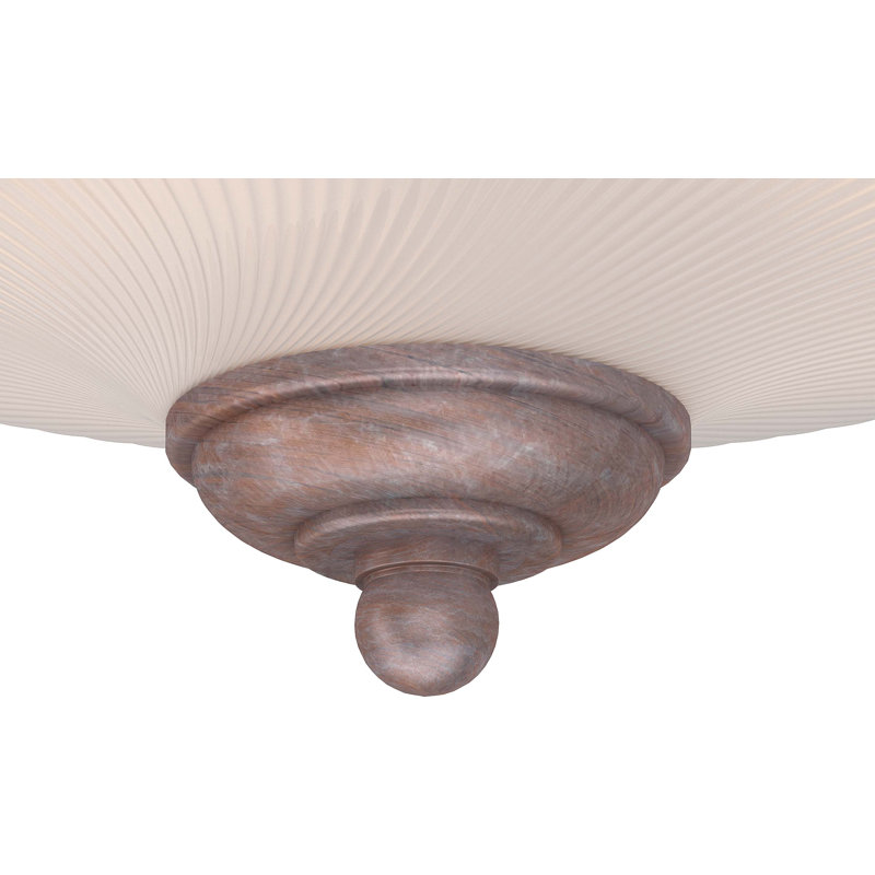 1-Light Indoor 11"W Prairie Rock Simple Round Flush Mount with Frosted Ribbed Glass Bowl Shade, Prairie Rock