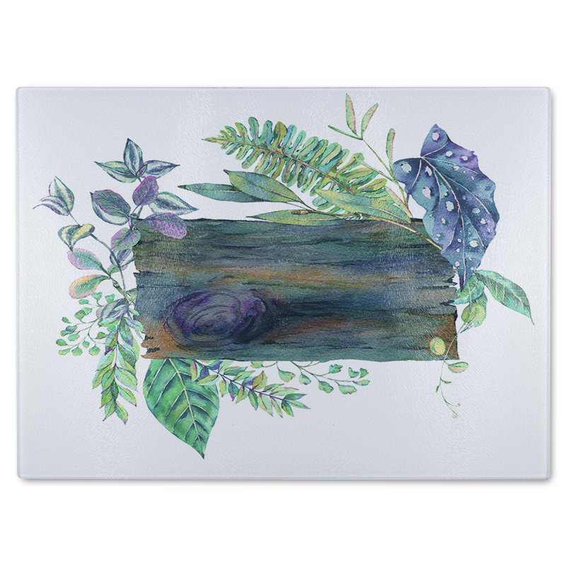 Leaves Board Glass Chopping Board, 40cm L x 28cm W