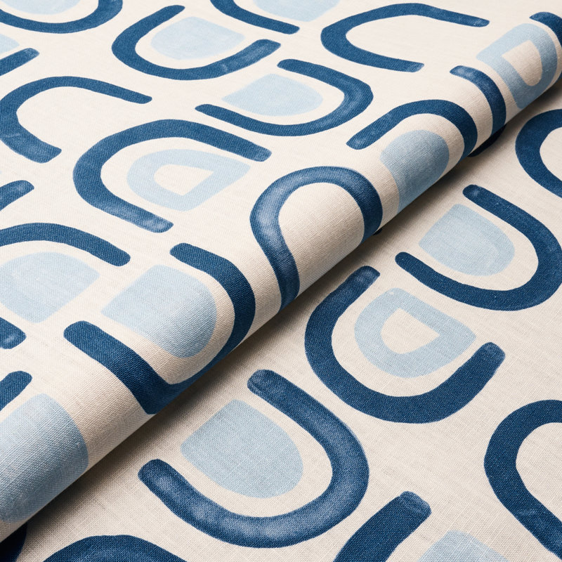 Schumacher x Hadiya Williams Threshold Printed Linen Fabric, Lapis
