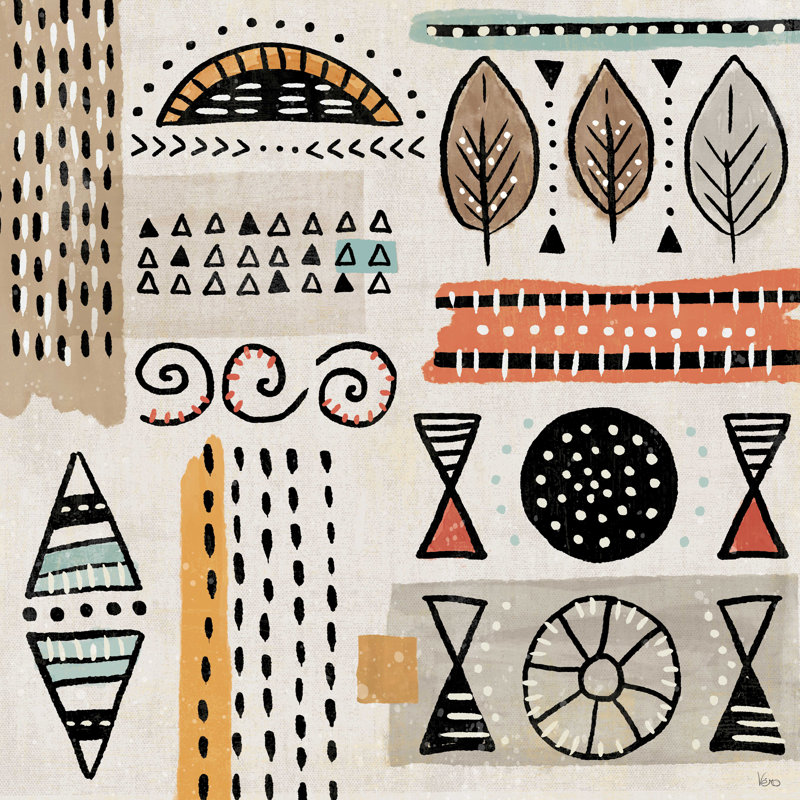 Tribal Tones III - peinture sur toile tendue, H 12 po x l 12 po, Toile avec cadre blanc, Non