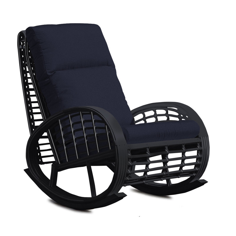 Dynasty Outdoor Rocker Chair, Canvas Navy Sunbrella® Canvas, Black Mushroom