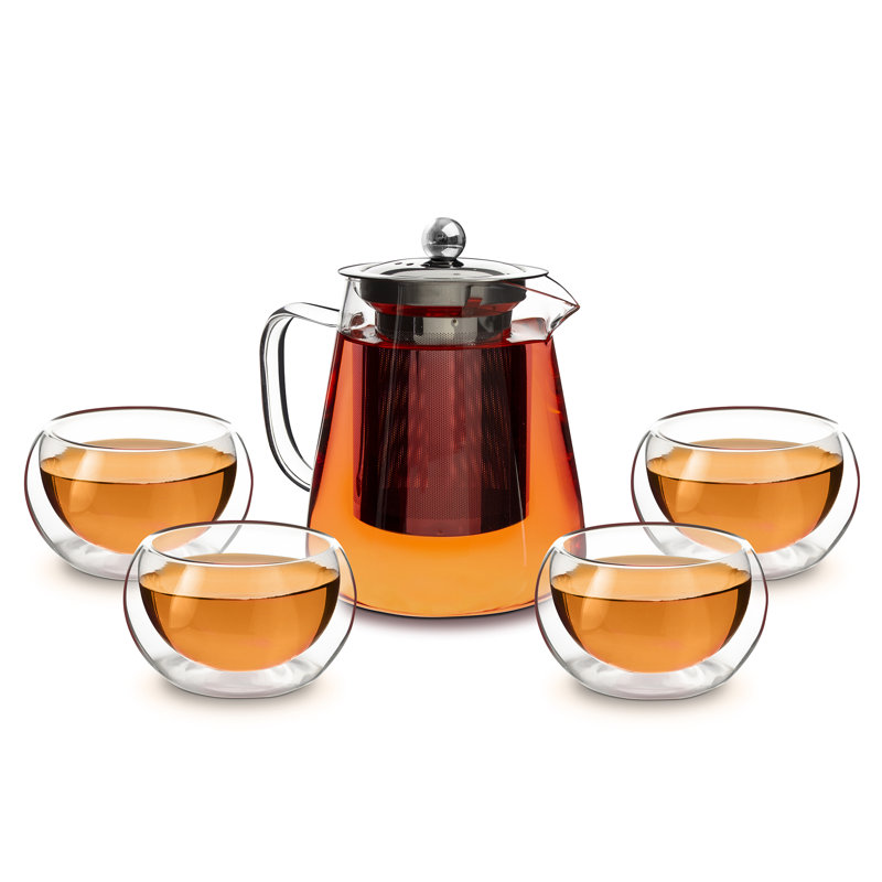 Prep & Savour Amogh 25oz. Glass Teapot Set For 4