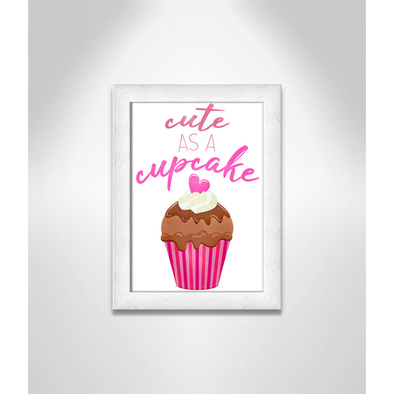Mignon comme un petit gâteau Mignon comme un petit gâteau, H 16 po x l 12 po x P 0,63 po, Cadre à grain de bois blanc