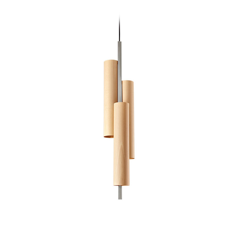 Black Note 3 - Light LED Pendant, Natural Beech, Gold