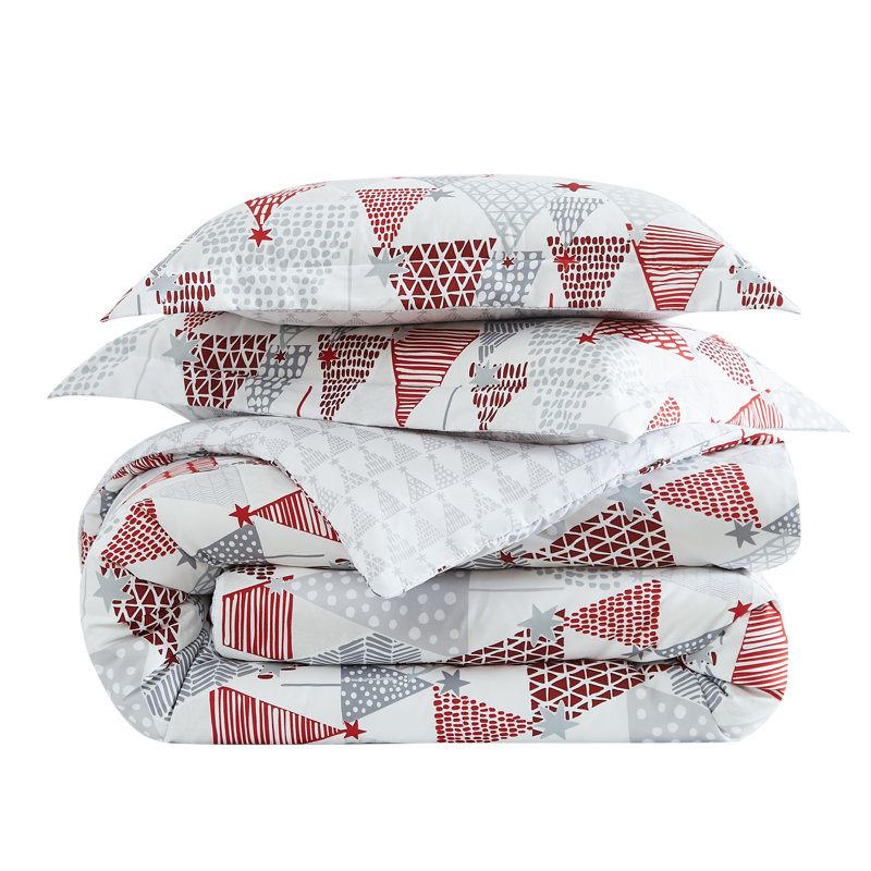 Merry and Bright Oversized Reversible Holiday Bedding Down Alternative Comforter Set with shams