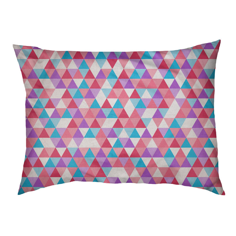 Coussin d’extérieur triangle Campion, Très grand (l 52 po x P 42 po x H 17 po), Mauve / rouge / bleu