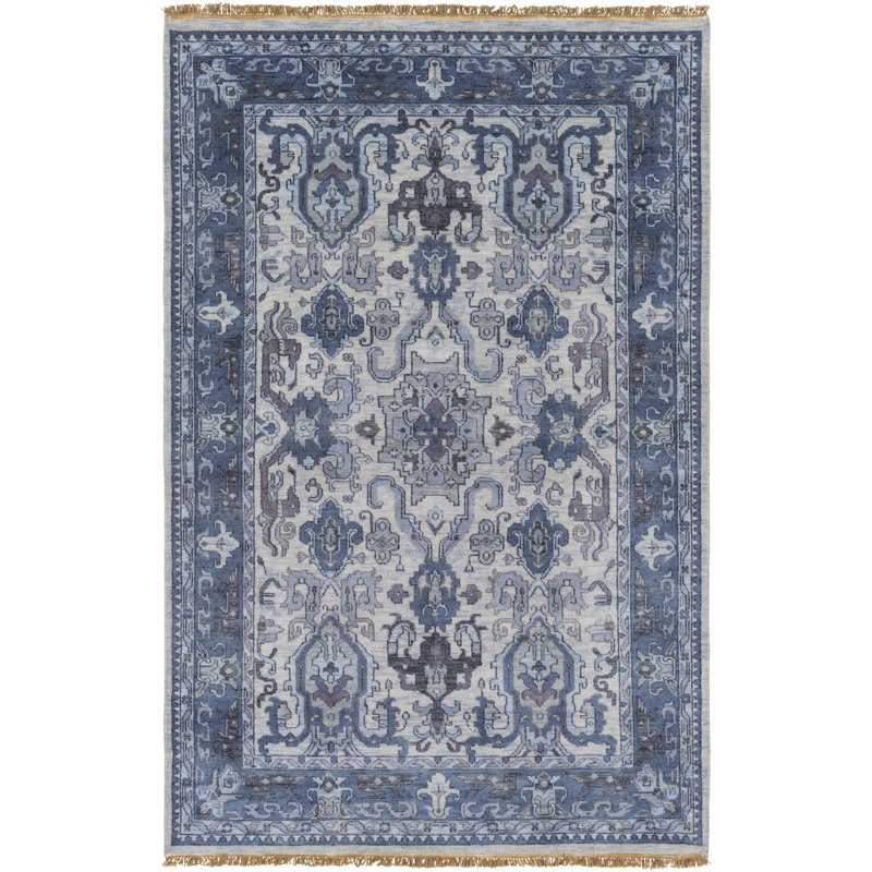 SAMPLE-Mulane Oriental Hand-Knotted Wool Navy Area Rug