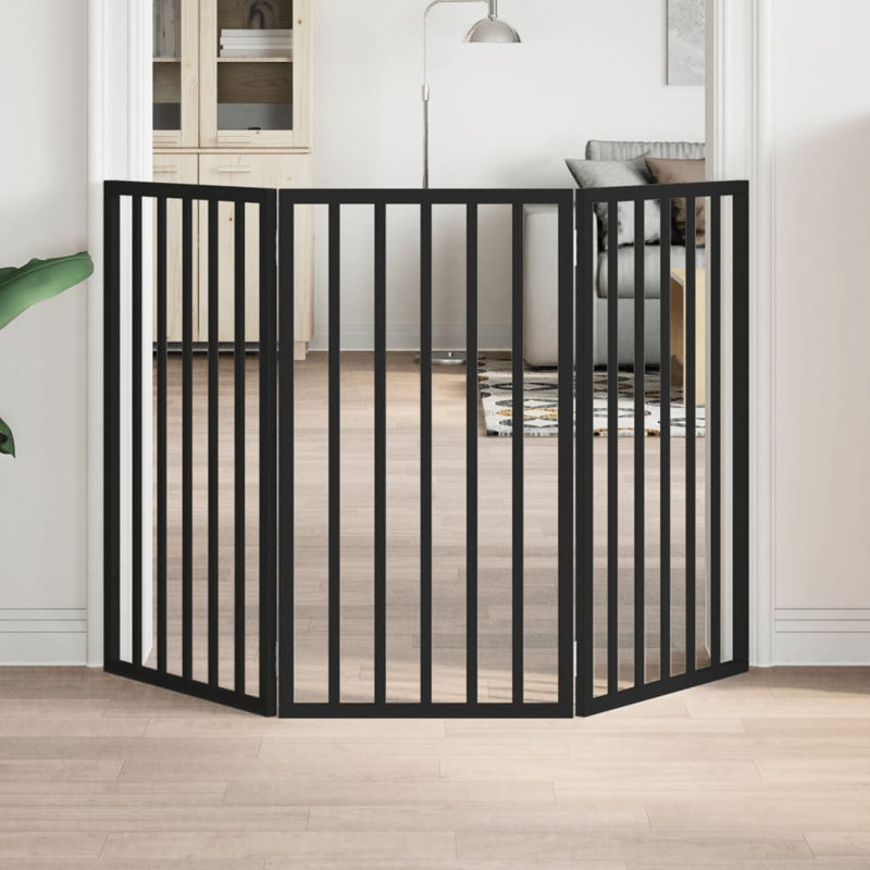 Wyanet Solid Wood Dog House Door, 90cm H x 150cm W x 2cm D, Black