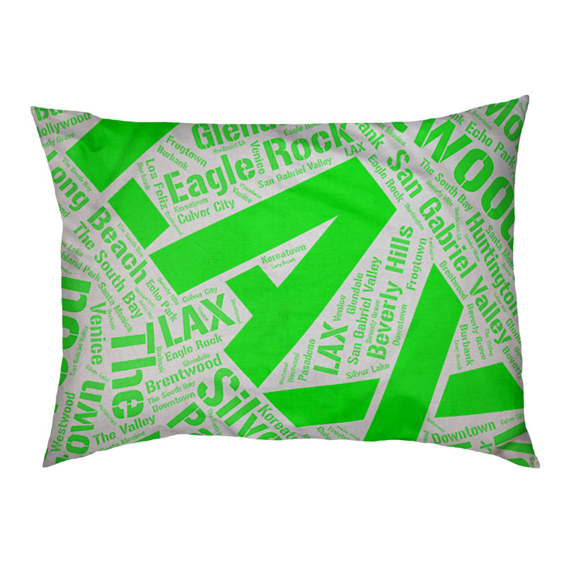 Coussin de chien « districts », Grand (l 40 po x P 30 po x H 14 po), Vert, Los Angeles