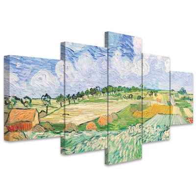 «Famous Artwork Plain Near Auvers Abstract Plants» par Vincent Van Gogh - ensemble de 5 toiles tendues
