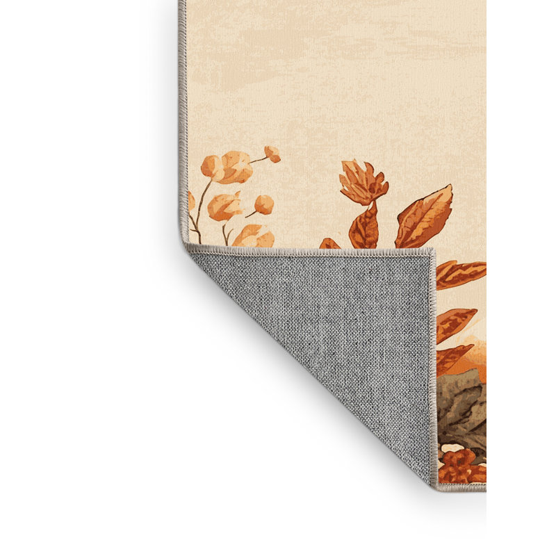 Tapis abstrait moderne et contemporain lavable à la machine Alderamin - beige, 5 x 7