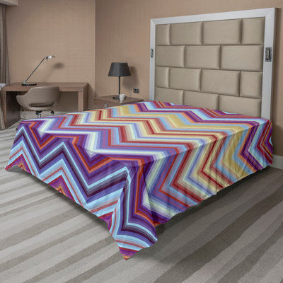Ambesonne Nature Top Flat Sheet Glisten Fish Sunlight King Blue Purple White